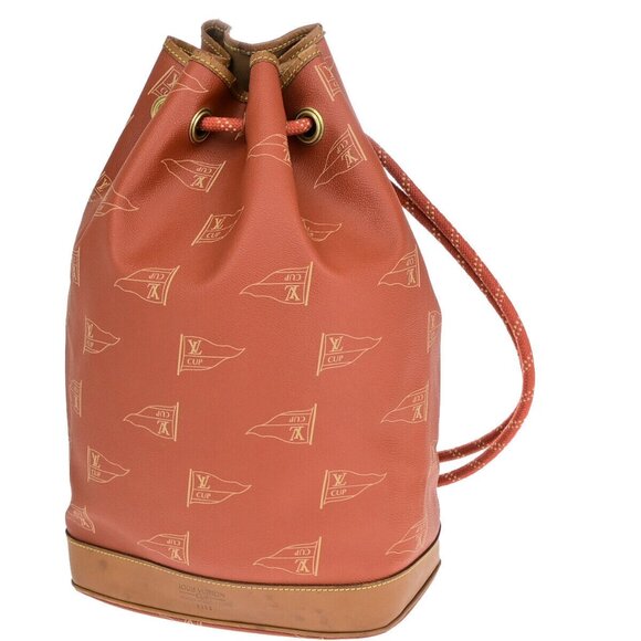 LOUIS VUITTON Logo Cup Saint Tropez Shoulder Bag PVC Leateher Red - Picture 1 of 12
